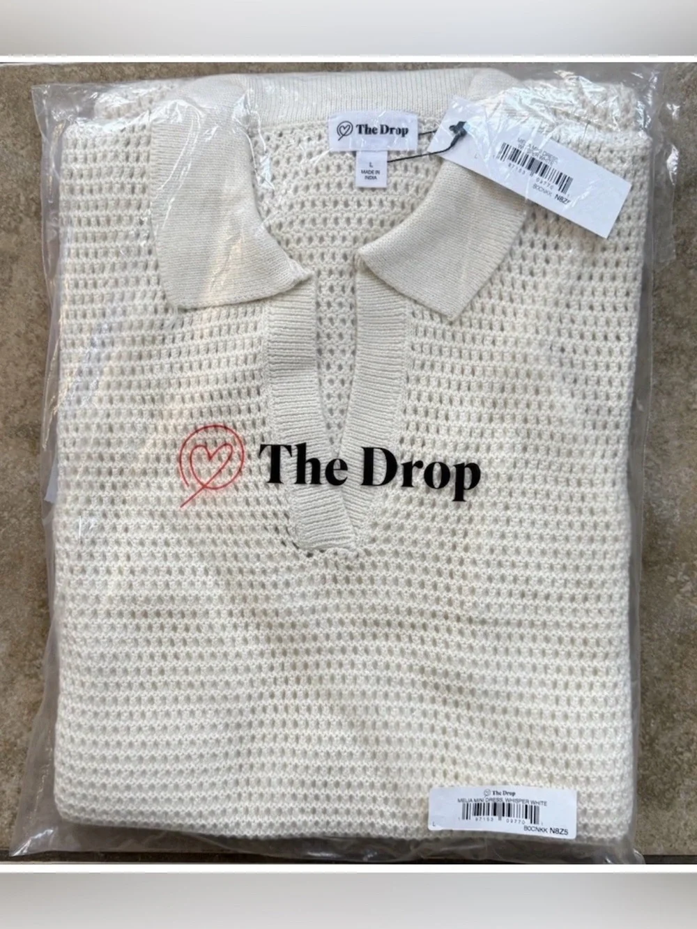 Crochet Dress The Drop Melia Collared Mini Women's Size Large New FAST SHIPPING - Picture 7 of 7